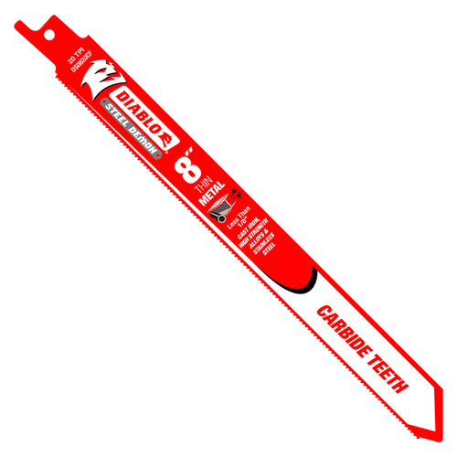 Diablo DS0820CF 8" Steel Demon Carbide Recip Blades for Medium Metal Cutting, 20 TPI