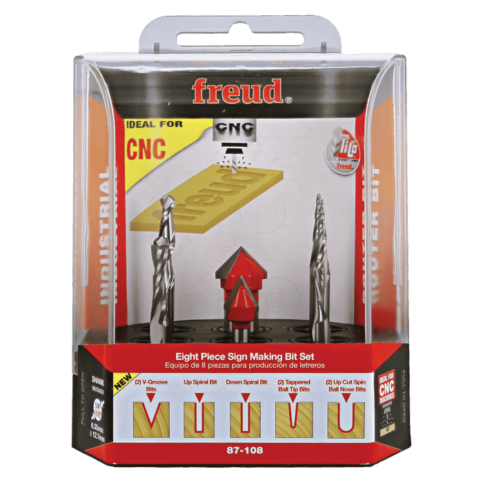 Freud 87-108 8 Piece CNC Router Bit Signmaking Set