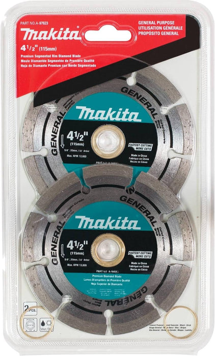 Makita A-97623 4-1/2" Diamond Blade, Segmented, General Purpose, 2/pk