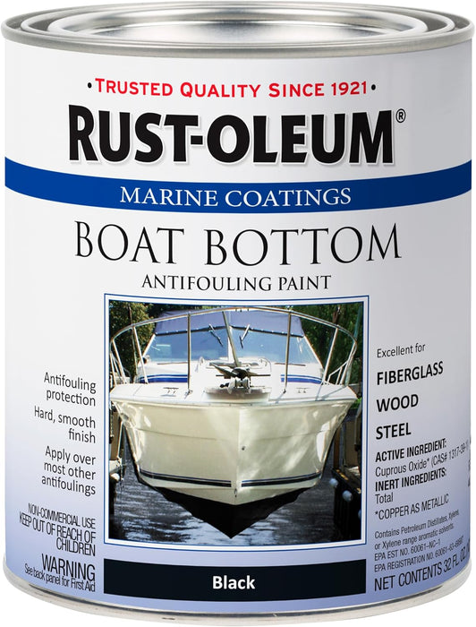 Rust-Oleum 207012 Marine Flat Boat Bottom Antifouling Enamel Paint, 1-Quart, Black (Pack of 1)