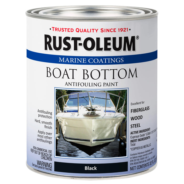 Rust-Oleum 207012 Marine Flat Boat Bottom Antifouling Enamel Paint, 1-Quart, Black (Pack of 1)