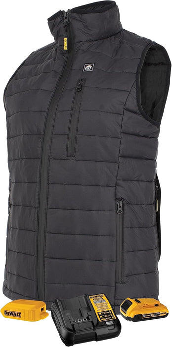 DEWALT Women's Standard Lightweight Puffer Heated Vest Kit, Black, Small - DCHV094D1