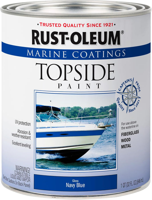 Rust-Oleum 396958 Marine Coatings Topside Enamel Paint, Quart, Gloss Navy Blue, 32 Fl Oz (Pack of 1)