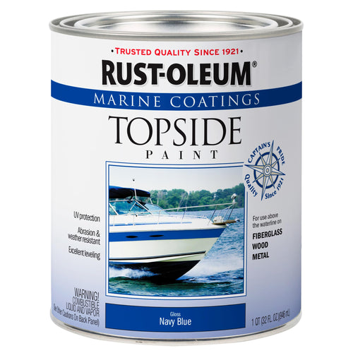 Rust-Oleum 396958 Marine Coatings Topside Enamel Paint, Quart, Gloss Navy Blue, 32 Fl Oz (Pack of 1)