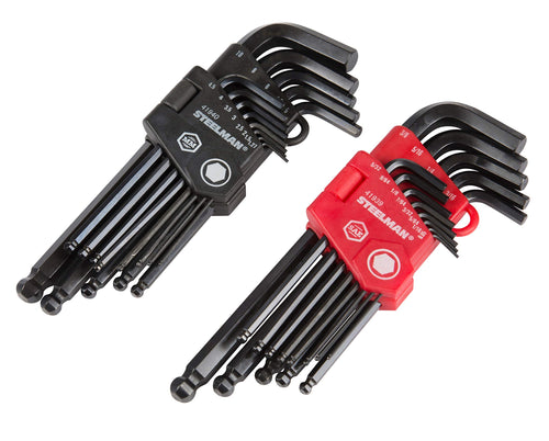 Steelman 41938 26-Piece Long Arm Ball End Hex Key Wrench Set, Inch/Metric (SAE/MM)