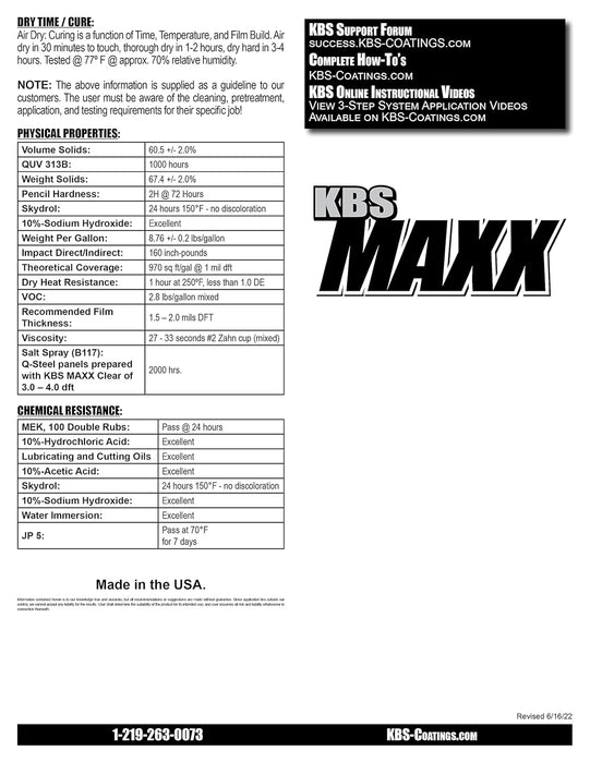 KBS Coatings 804214 MAXX Clear Quart, Satin Sheen, UV Stable 2K Durable Clear Coat Paint