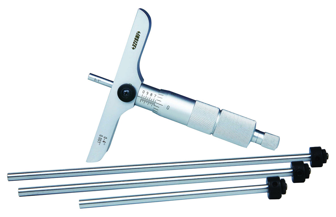 INSIZE 3241-4 Depth Micrometer, Graduation .001", Base 3.996" × 0.669", 0" - 4"