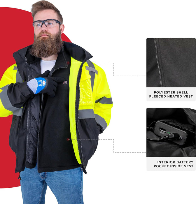 Radians (RHG-SJ13G-M) Heated Apparel - Jackets, Hi-Vis Green, Medium