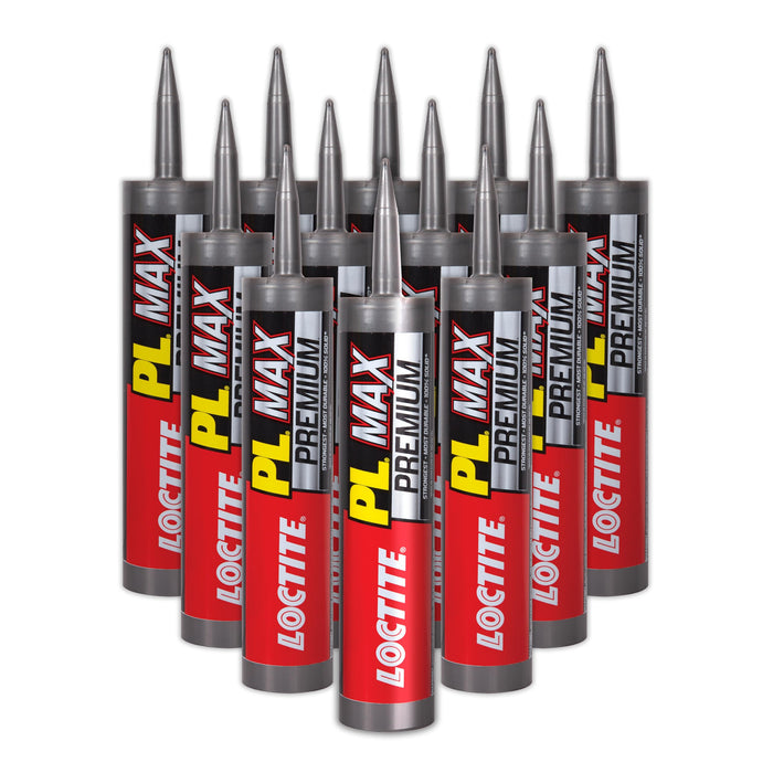 Loctite 2292244 PL Premium Max Construction Adhesive, 9 fl oz Cartridge, Versatile Construction Glue for Wood, Concrete, Stone & More (Pack of 12)