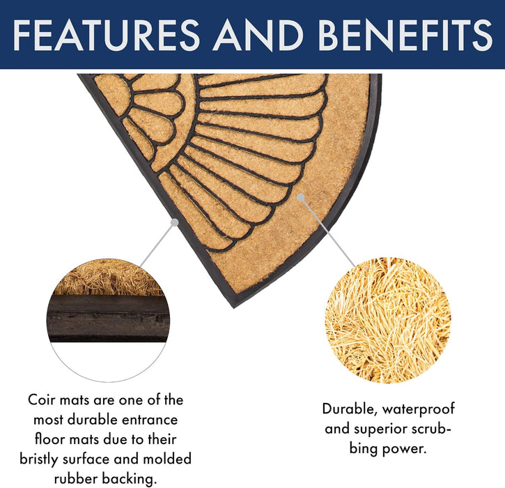 Notrax | C04S2439CR | Notrax, Crescent, Rubber-Backed Natural Coir Doormat, Entry Mat for Indoor or Outdoor Use, 24"x39", C04 (C04S2439CR)