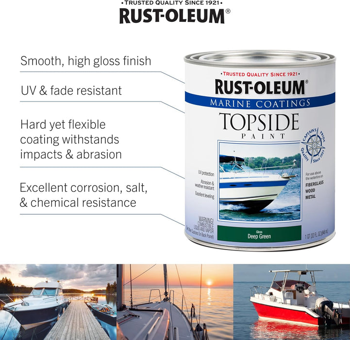 Rust-Oleum 396958 Marine Coatings Topside Enamel Paint, Quart, Gloss Navy Blue, 32 Fl Oz (Pack of 1)