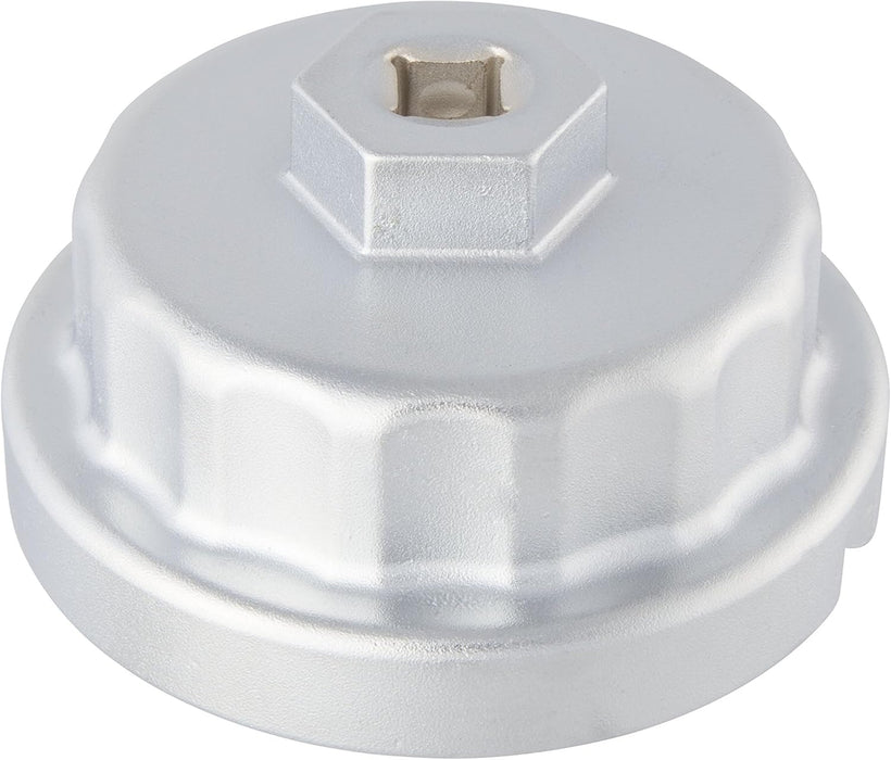Steelman 99462 6 and 8 Cylinder Oil Filter Housing Wrench for Toyota and Lexus, 64.5mm x 14 Flute, 3/8-inch Drive, Integrated 27mm Hex Nut