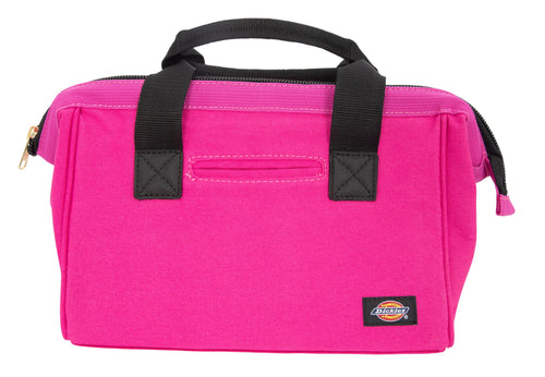 Dickies 57148 12-Inch Durable Canvas Work Bag for Painters, Carpenters, and Builders, Heavy-Duty Zipper, Reinforced Handles, Pink