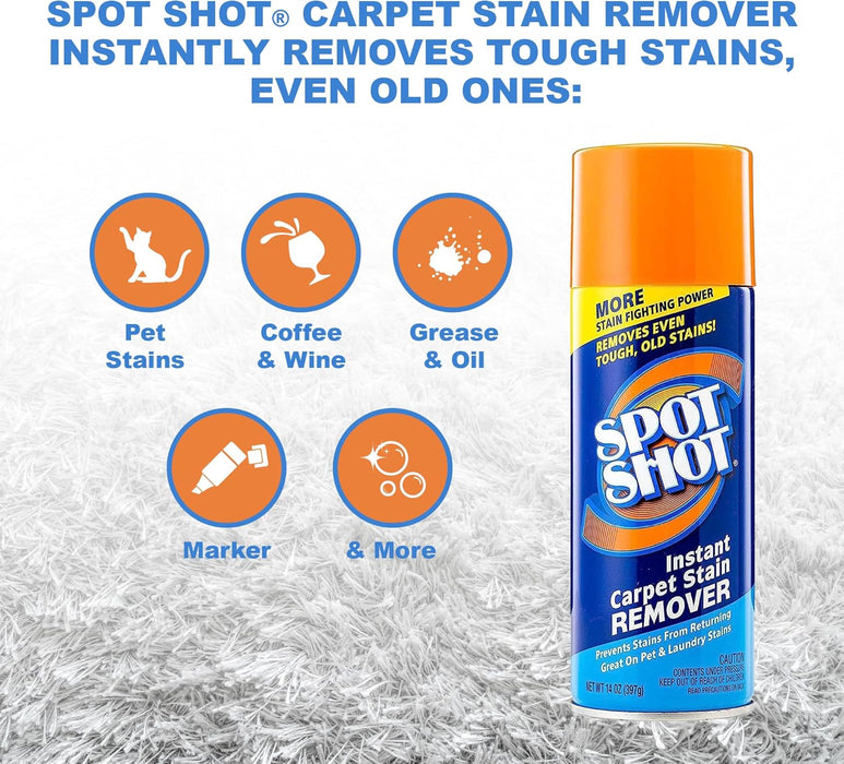 Instant Rug Cleaner Spot Shot Instant Carpet Stain Remover Aerosol 14 oz can (Pack of 2 ...