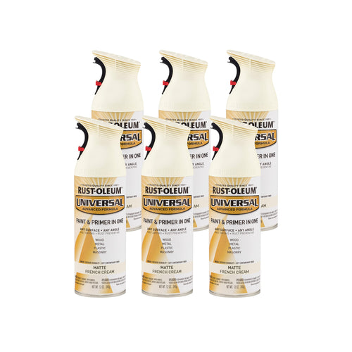 Rust-Oleum 282816 Universal All Surface Spray Paint, 12 oz, Matte French Cream (Pack of 6)
