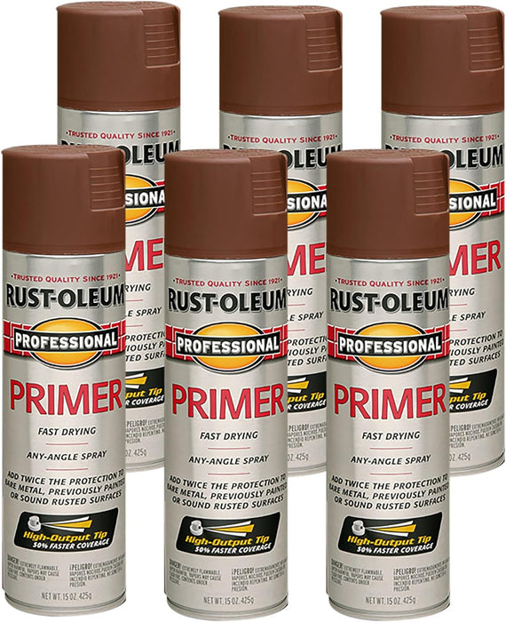 Rust-Oleum 7569838 Professional Primer Spray, 15 Oz, Flat Red (Pack of 6)