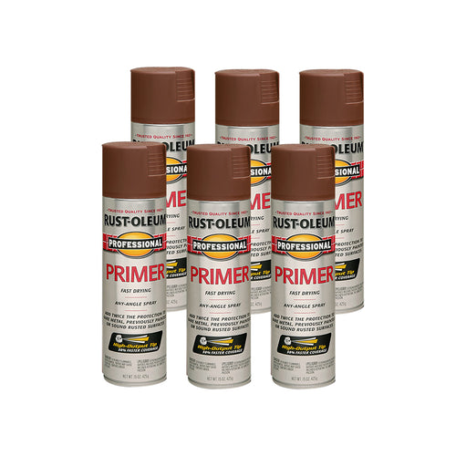Rust-Oleum 7569838 Professional Primer Spray, 15 Oz, Flat Red (Pack of 6)