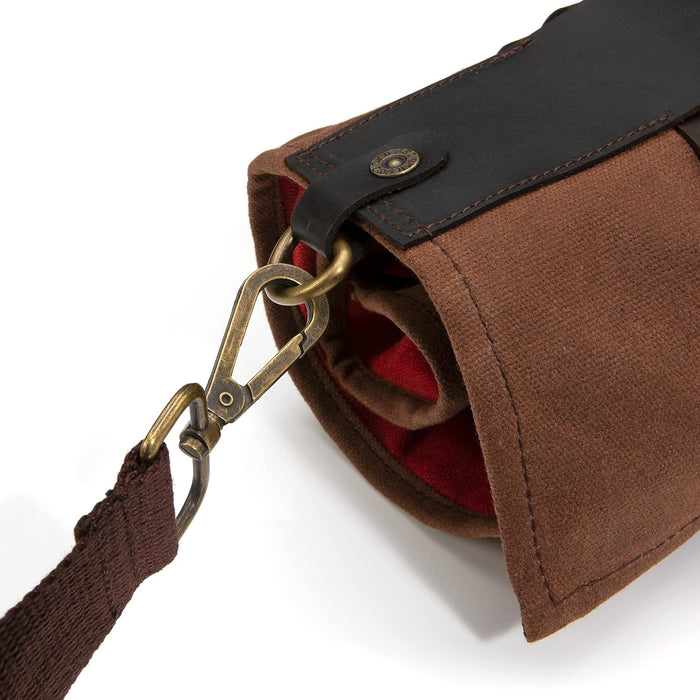 Dickies 57123 Chef Knife Roll Bag Portable Organizer and Cutlery Storage Roll, Waxed Canvas and Leather