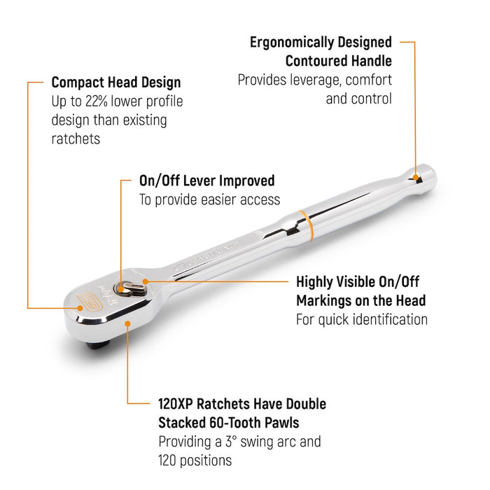 GEARWRENCH 81204XP 2 Piece 1/4" and 3/8" Drive 120XP Dual Material Flex Handle Teardrop Ratchet Set