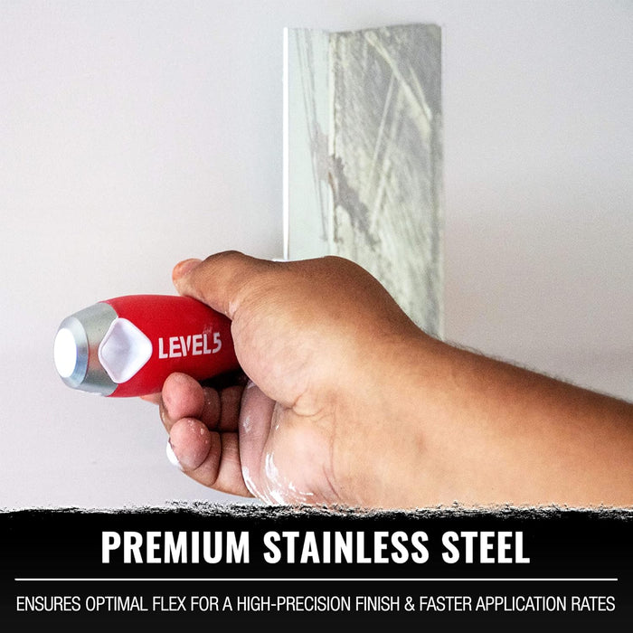 10" Soft-Grip Stainless Steel Taping Knife - LEVEL5 | Pro-Grade | Metal Hammer End | 5-136