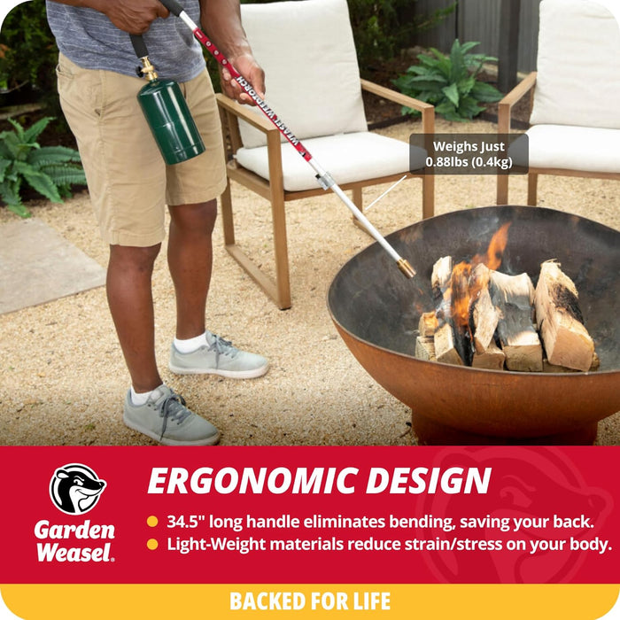 Garden Weasel WeedTorch | Weed Burner with Integrated Lighter | Propane Fire Starter, Torch for Weeds