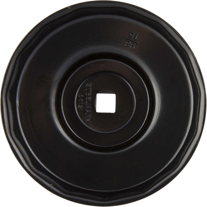 Steelman 06121 93mm x 15 Flute Low Profile Oil Filter Cap Wrench Socket for Confined Screw-In Filters, 3/8-inch Drive, Durable Chrome Vanadium Steel