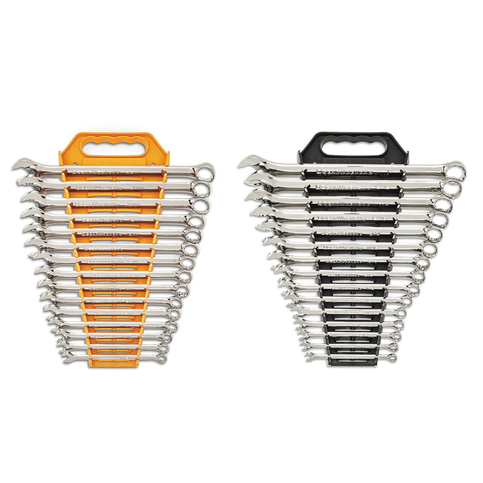 GEARWRENCH 30 Piece 12 Point Long Pattern Combination SAE/Metric Wrench Set with Wrench Racks (1/4-1 in., 8-22 mm) - 81937