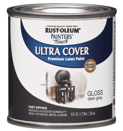 Rust-Oleum 1986730 Painter's Touch Ultra-Cover Multi-Purpose Enamel Paint, 8 Fl Oz, Gloss Dark Gray (Pack of 1)