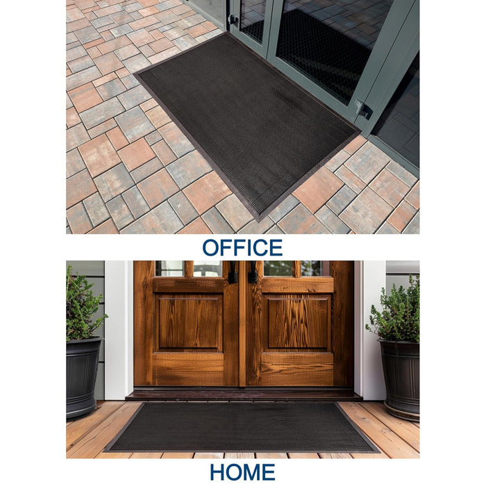 Durable Heavy Duty Rubber Fingertip Outdoor Entrance Mat 36" x 60", Black