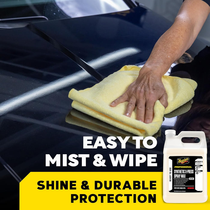 Meguiar's D15601 Synthetic X-Press Spray Wax for Car Detailing, Creates a Deep Shiny Look, Can Be Applied to Wet or Dried Paint and In Direct Sunlight, Moisture Rolls Off Waxed Paint, 1 Gallon