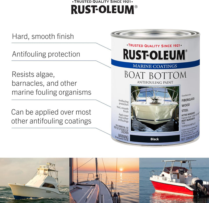 Rust-Oleum 207012 Marine Flat Boat Bottom Antifouling Enamel Paint, 1-Quart, Black (Pack of 1)