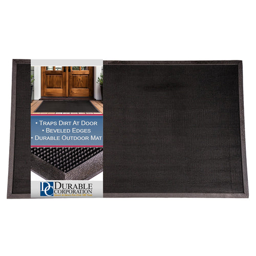 Durable Corporation-396S3672 Heavy Duty Rubber Fingertip Outdoor Entrance Mat, 36" x 72", Black 36" x 72" Mat