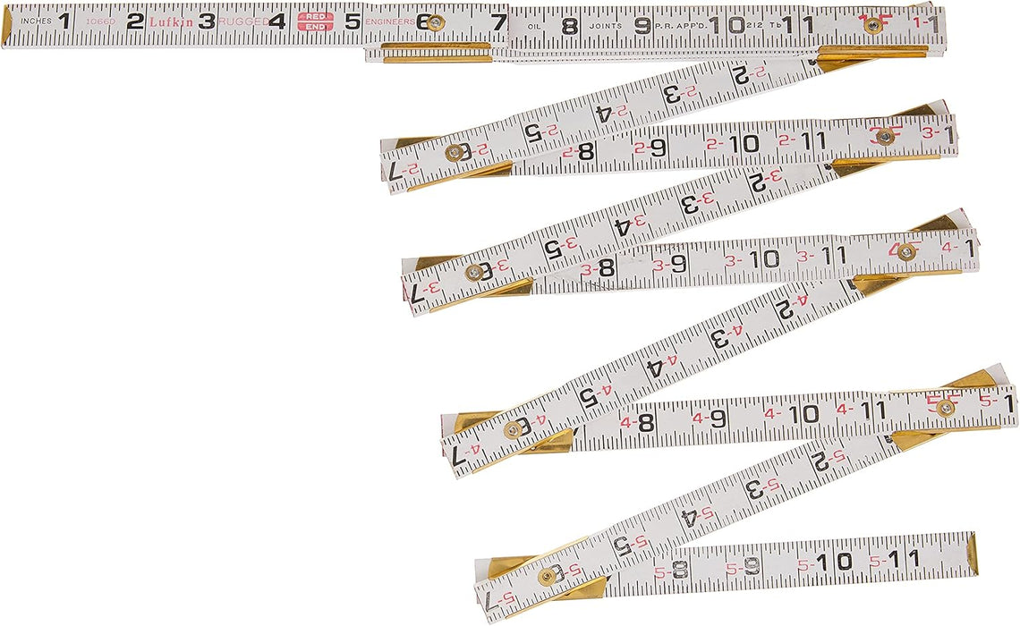 Crescent Lufkin 5/8" X 6' Red End Engineer's Scale Wood Rule - 1066DN, White