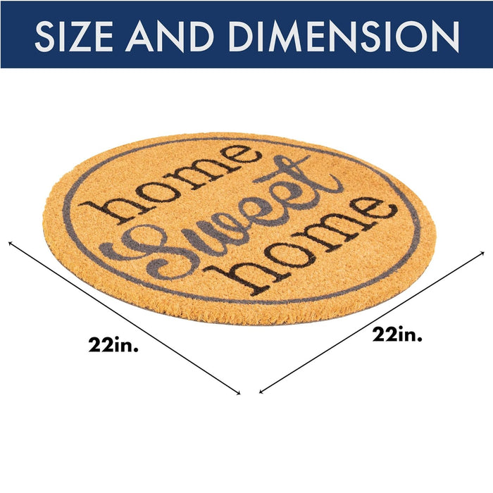 NoTrax, Home Sweet Home, Vinyl-Backed Natural Coir Doormat, Entry Mat for Indoor or Outdoor Use, 22" Round, C12 (C12S0022HM)