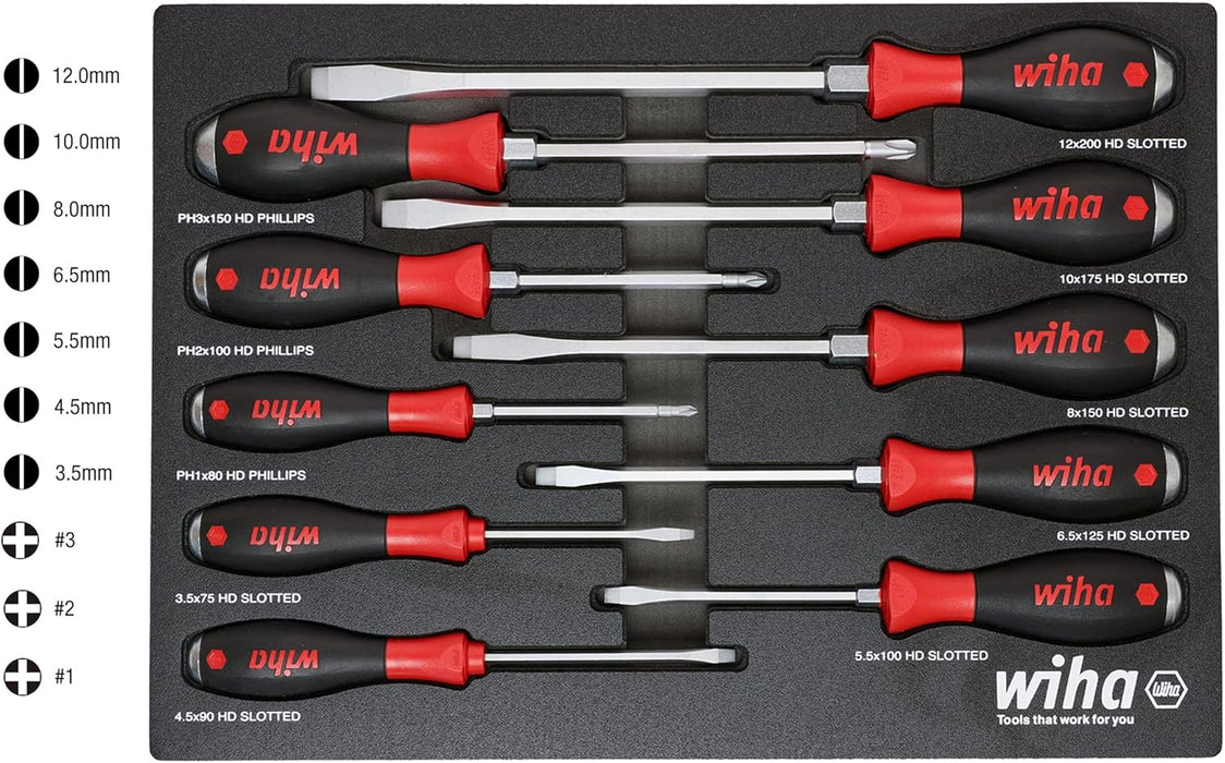 Wiha 10 Piece Extra Heavy Duty Cushion Grip Phillips Screwdriver Set