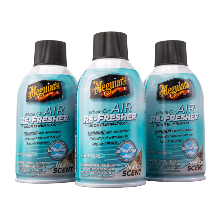 Meguiar's G16402 Whole Car Air Refresher, Odor Eliminator Spray Eliminates Strong Vehicle Odors, New Car Scent, 2 oz Spray Bottle (Pack of 3)
