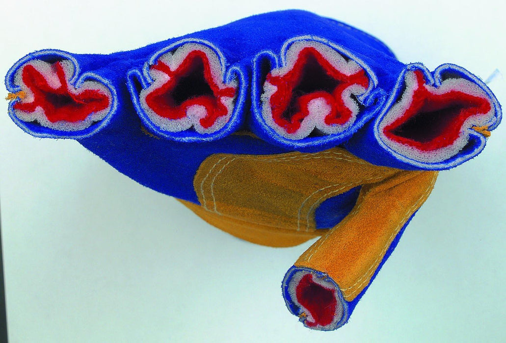 MCR Safety 4500XXL 13-Inch Memphis Split Cow Leather Welder Men's Gloves with Self Hemmed Cuff, Blue, 2X-Large