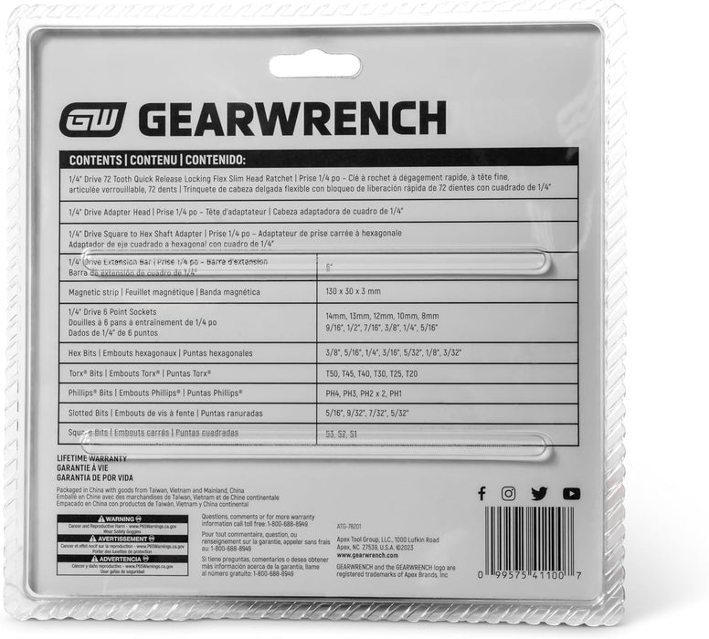 GEARWRENCH GWMBS41 41 Piece 1/4" Drive Ratchet MicroDriver Set