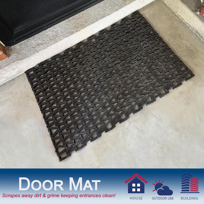 Durable Corporation-108H2436 Durite Recycled Tire-Link Outdoor Entrance Mat, Herringbone Weave, 24" x 36", Black