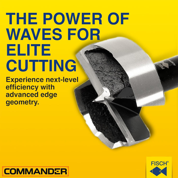 Fisch Black Shark 1-1/2” Forstner Drill Bit, Premium Forged Steel Bit for Woodworking, Precision Wave Design, No-Slip Shank – FSA-365839 – Made in Austria 1-1/2"