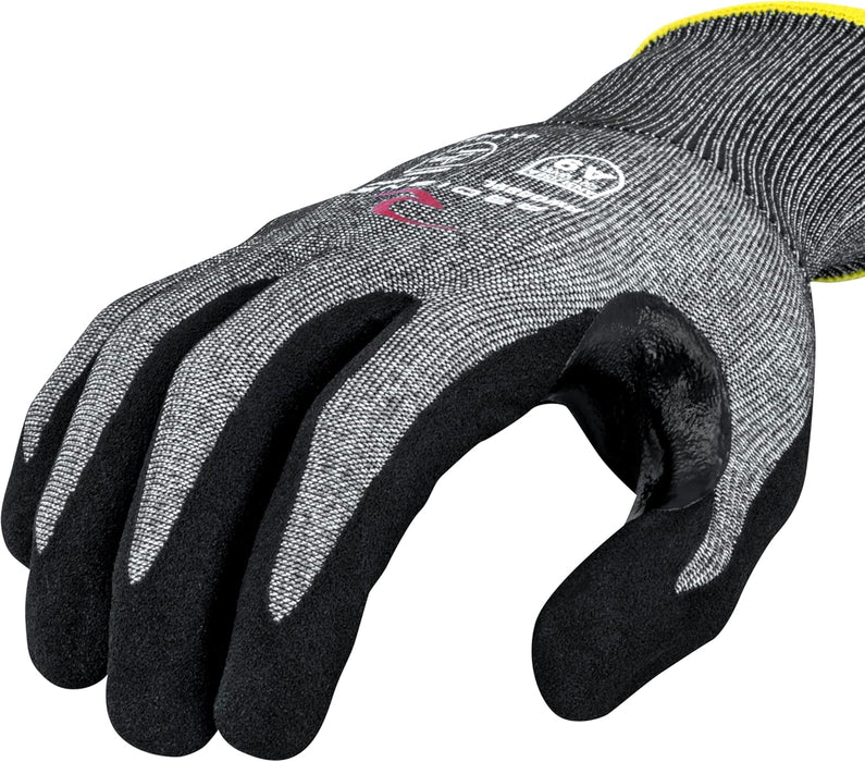 Radians RWG589M Unisex Touchscreen Cut Level A9 Sandy Foam Nitrile Coated Cut Resistant Work Glove, Gray Shell/Black Palm, Medium