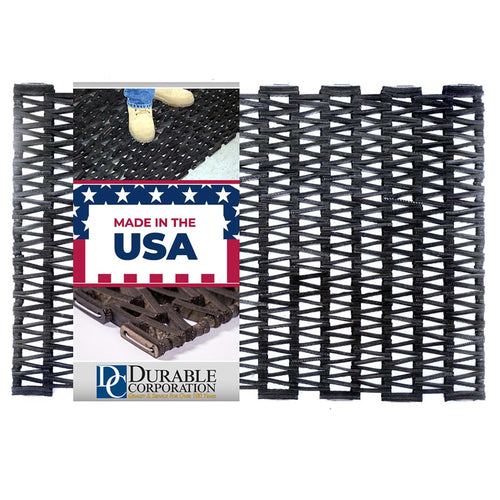 Durable Durite Recycled Tire-Link Outdoor Entrance Mat, Herringbone Weave, 17" x 25", Black