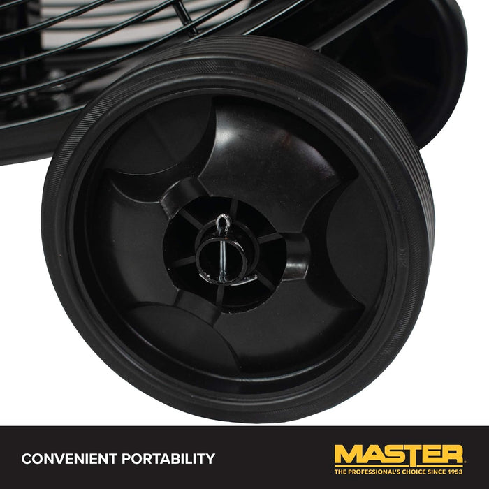 Master MAC-30D 30 Inch Industrial High Velocity Barrel Fan, Use for Shop, Garage or Warehouse, All-Metal Construction with Steel-Coated Safety Grill, 2 Speed Settings