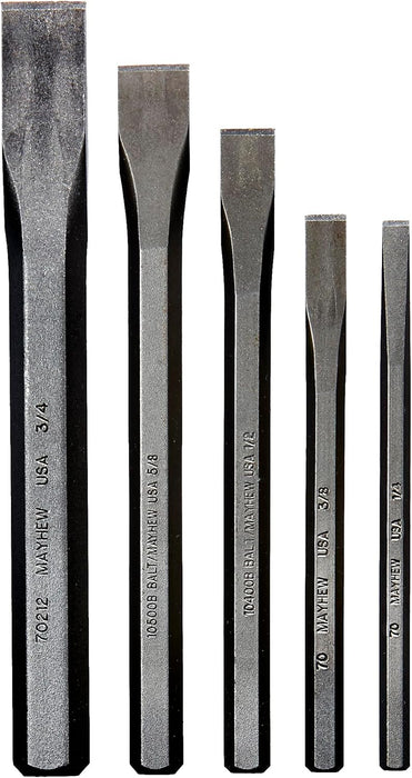 Mayhew Tools 90002 Cold Chisel Set, 5-Piece, Shot Blast Finish