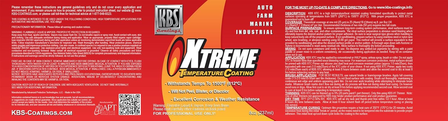 KBS Coatings 65208 Off-White Xtreme Temperature Coating - 8 fl. oz.
