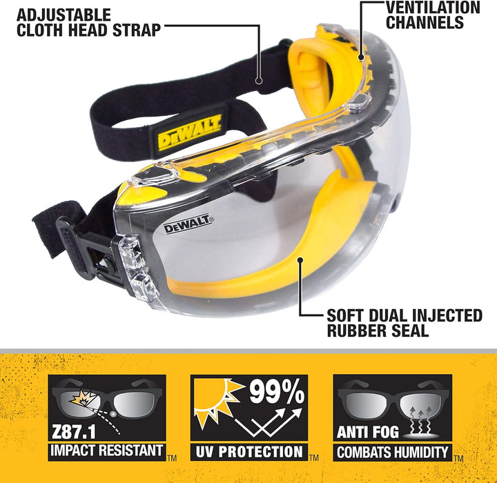 DEWALT DPG82 Concealer Anti-Fog Dual Mold Safety Goggle