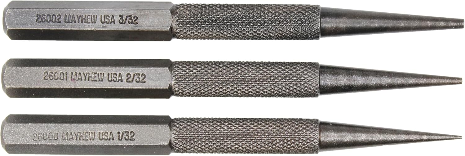 Mayhew Tools 47502 1-2-3/32-Inch Carded Nail Set, 3-Piece