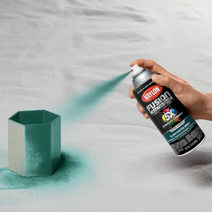 Krylon K02789007 Hunter Green Fusion All-In-One Paint & Primer Spray Paint, Gloss, 12 oz