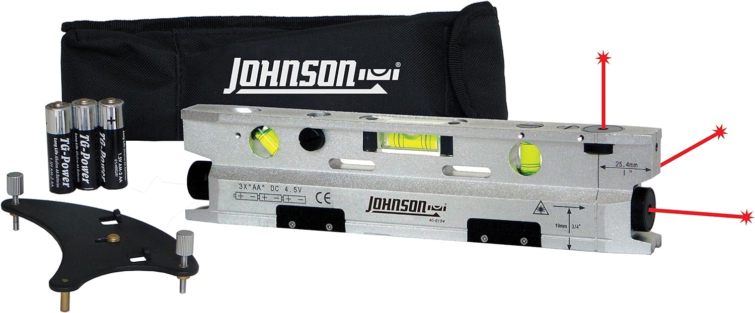 Johnson 40-6184 Magnetic Torpedo Laser Level, Silver & Black