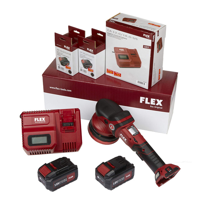 FLEX XCE 8 125 18.0-EC/5.0 | Cordless Forced Rotation Polisher Kit | 2 Batteries